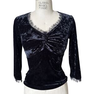 Vintage y2k CC Outlaw Twist Front Velvet Top in Black Size XS XSmall